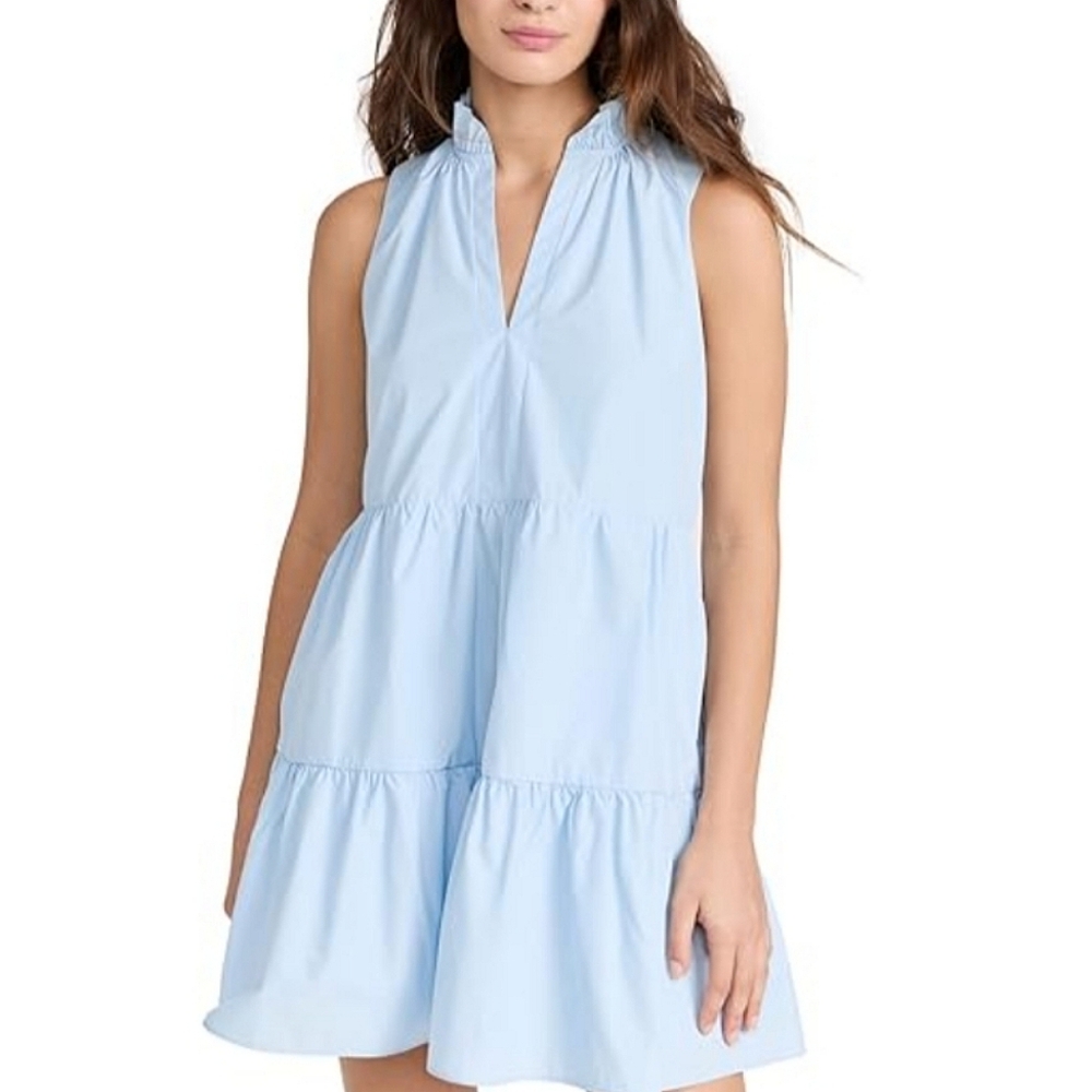 Amanda Uprichard Light Blue Sleeveless Tiered Mini Dress